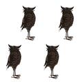 Pisos 16.7 in. Steel Garden Owl Metal Bird Sculpture Statue w/Solar Light & Ground Stake, Bronze, 4PK PI3118702